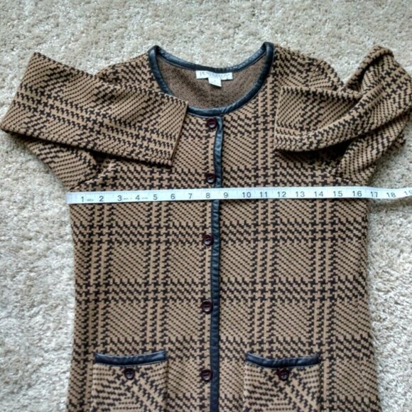 Pendleton brown merino wool leather trim buttoned cardigan - Picture 9 of 10